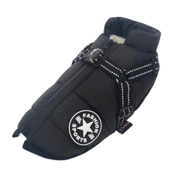 FASHION SPORTS Dog Harness Fleece Jacket in Black - Picture 1 of 15